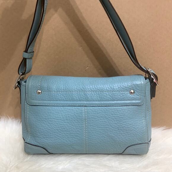 COACH HAMILTON Robins Egg Blue Leather Convertible Turn Lock Flap XBody F13957 - Picture 15 of 16